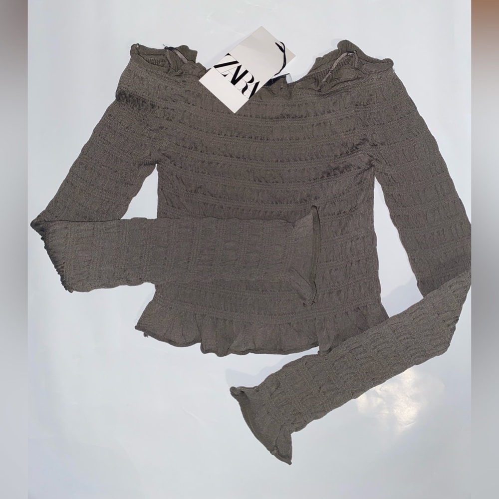 ZARA women’s Small grey long sleeve top NEW WITH TAG